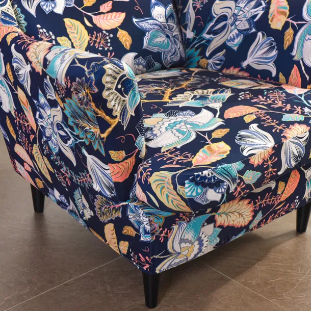 Wing Chair Slipcover Spandex Fabric Sofa Covers Wingback Armchair with a Seat Cushion Cover FloralPattern Furniture Protector for Living Room