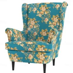 Wingback Chair Cover 100% Cotton with Armrest Cover Floral Quilted Slipcovers Single Seat STANDcover LITB PRIME cover