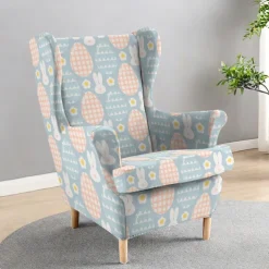 Wingback Chair Cover Floral Striped Geometric Printed Polyester Slipcovers
