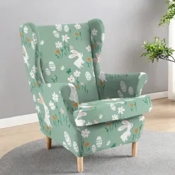 Wingback Chair Cover Floral Striped Geometric Printed Polyester Slipcovers