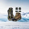 Winter Non-Slip Rubber Shoe Spikes, 10-Crampon Traction for Snow and Ice, Easy Installation, Black - Ideal for Outdoor Safety
