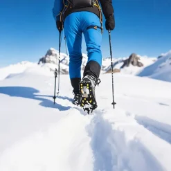 Winter Non-Slip Rubber Shoe Spikes, 10-Crampon Traction for Snow and Ice, Easy Installation, Black - Ideal for Outdoor Safety