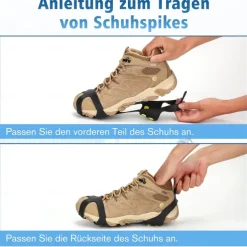 Winter Non-Slip Rubber Shoe Spikes, 10-Crampon Traction for Snow and Ice, Easy Installation, Black - Ideal for Outdoor Safety