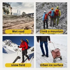 Winter Non-Slip Rubber Shoe Spikes, 10-Crampon Traction for Snow and Ice, Easy Installation, Black - Ideal for Outdoor Safety