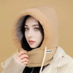 Winter Warm Fleece-Lined Polyester Hat - 1pc Knit Fabric Cold-Proof Windproof Outdoor Riding Cap for Men and Women