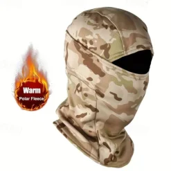 Winter Windproof Warm Tactical Camouflage Balaclava Hat, Plus Velvet Warm Balaclava, For Cycling, Driving, Skiing