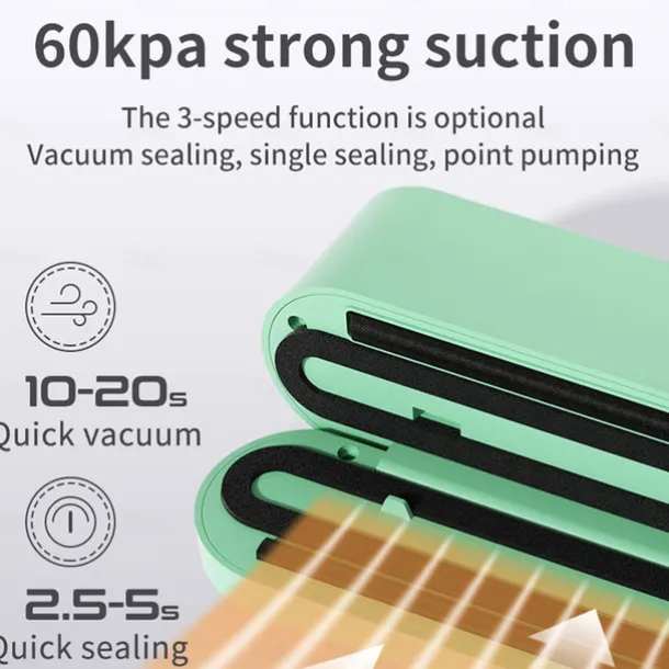 Wireless Vacuum Sealer, USB Rechargeable Automatic Mini Sealing Machine, Home Use Food Storage Vacuum Bags, Air Pump & Seal Function