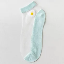 Women Daisy Sheer Socks,Womens Girls Lace Sheer Ankle Sock Thin Mesh Cotton Socks Transparent See Through Tull Low Cut Sock