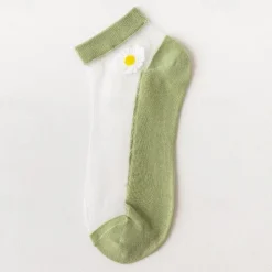 Women Daisy Sheer Socks,Womens Girls Lace Sheer Ankle Sock Thin Mesh Cotton Socks Transparent See Through Tull Low Cut Sock