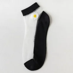 Women Daisy Sheer Socks,Womens Girls Lace Sheer Ankle Sock Thin Mesh Cotton Socks Transparent See Through Tull Low Cut Sock