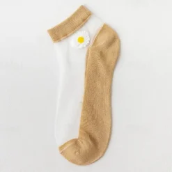 Women Daisy Sheer Socks,Womens Girls Lace Sheer Ankle Sock Thin Mesh Cotton Socks Transparent See Through Tull Low Cut Sock