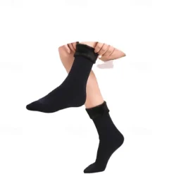 Women/Men Winter Warm Thicken Thermal Socks Wool Cashmere Snow Black Skin Seamless Sock Velvet Soft Boots Floor Sleeping Socks 1Pair