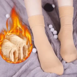 Women/Men Winter Warm Thicken Thermal Socks Wool Cashmere Snow Black Skin Seamless Sock Velvet Soft Boots Floor Sleeping Socks 1Pair