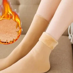 Women/Men Winter Warm Thicken Thermal Socks Wool Cashmere Snow Black Skin Seamless Sock Velvet Soft Boots Floor Sleeping Socks 1Pair