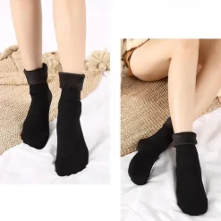 Women/Men Winter Warm Thicken Thermal Socks Wool Cashmere Snow Black Skin Seamless Sock Velvet Soft Boots Floor Sleeping Socks 1Pair