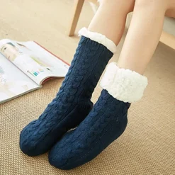 Women's House Socks With Grippers Super Soft Warm Cozy Fuzzy Fleece-Lined Socks Stockings Autumn Winter Ladies Floor Socks