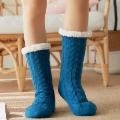 Women's House Socks With Grippers Super Soft Warm Cozy Fuzzy Fleece-Lined Socks Stockings Autumn Winter Ladies Floor Socks