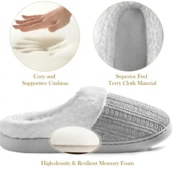 Women's Memory Foam Slippers Fuzzy, Non-Slip, Autumn Winter Warm Fluffy Plush House Slippers for Bedroom