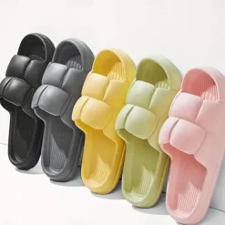 Women's Platform Cloud Slippers Solid Color Open Toe Non-slip Slides Shoes Indoor Bathroom Shoes