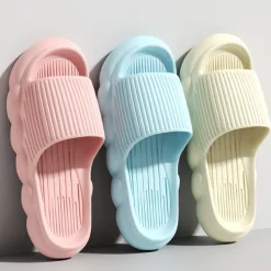 Women's Platform Cloud Slippers Solid Color Open Toe Non-slip Slides Shoes Indoor Bathroom Shoes