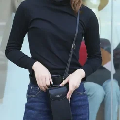 Women's PU Leather Crossbody Bags Large Capacity Zipper Purse Clutch Phone Wallet Shoulder Bag