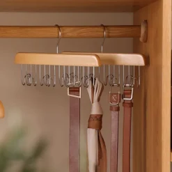 Wood Belt Scarf Neckties Hanger Scarves Holder Metal Clothes Storage Hanger Rack Towel Shelf Closet Storage Organizer Supplies