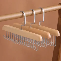 Wood Belt Scarf Neckties Hanger Scarves Holder Metal Clothes Storage Hanger Rack Towel Shelf Closet Storage Organizer Supplies