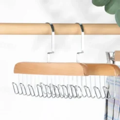 Wood Belt Scarf Neckties Hanger Scarves Holder Metal Clothes Storage Hanger Rack Towel Shelf Closet Storage Organizer Supplies