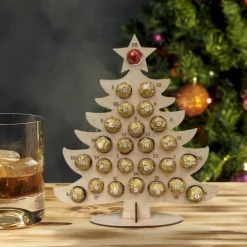 Wood Christmas Advent Calendar 2025, 24 Days Countdown Calendar to Christmas with Chocolates Candy Frame, Heart-Shaped Donut Stand, Party Decor Home Desktop Ornament for Kids Boy Girl Toddler