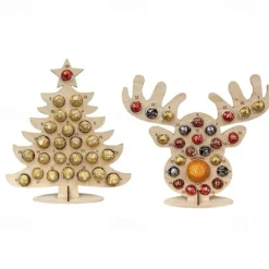 Wood Christmas Advent Calendar 2025, 24 Days Countdown Calendar to Christmas with Chocolates Candy Frame, Heart-Shaped Donut Stand, Party Decor Home Desktop Ornament for Kids Boy Girl Toddler