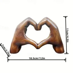Wood Grain Love Hand Ornament, Resin Statue Art Craft, For Bookshelf Home Living Room Office Cabinet Decor, Room Tabletop Entryway Decor, Mother's Day New Year Easter Party Decor