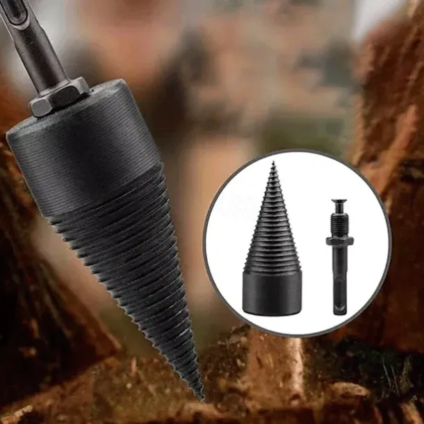 Wood Splitter Drill Bit Log Splitter Chop Wood Splitting Tool Cone Log Splitters Breaking Machine Breaker Firewood Chopper 45mm (1.73IN)