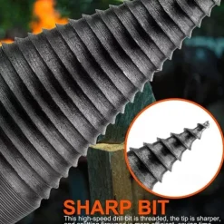 Wood Splitter Drill Bit Log Splitter Chop Wood Splitting Tool Cone Log Splitters Breaking Machine Breaker Firewood Chopper 45mm (1.73IN)
