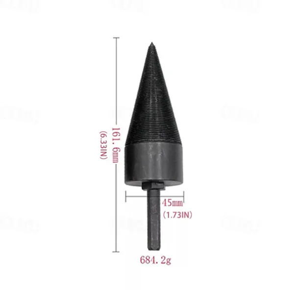 Wood Splitter Drill Bit Log Splitter Chop Wood Splitting Tool Cone Log Splitters Breaking Machine Breaker Firewood Chopper 45mm (1.73IN)