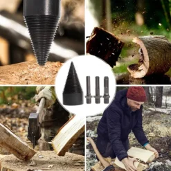 Wood Splitter Drill Bit Log Splitter Chop Wood Splitting Tool Cone Log Splitters Breaking Machine Breaker Firewood Chopper 45mm (1.73IN)