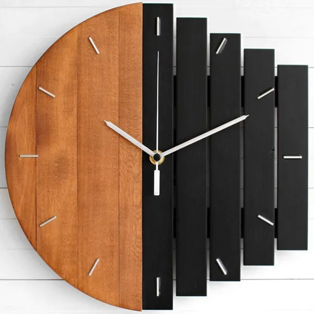 Wood Wall Clock Quartz Analog Silent Non-Ticking Decorative Modern Wall Clock Battery Operated for Living Room Bathroom Bedroom Kitchen Office School