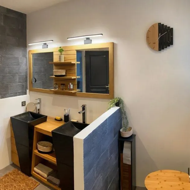 Wood Wall Clock Quartz Analog Silent Non-Ticking Decorative Modern Wall Clock Battery Operated for Living Room Bathroom Bedroom Kitchen Office School