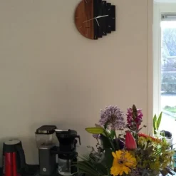 Wood Wall Clock Quartz Analog Silent Non-Ticking Decorative Modern Wall Clock Battery Operated for Living Room Bathroom Bedroom Kitchen Office School