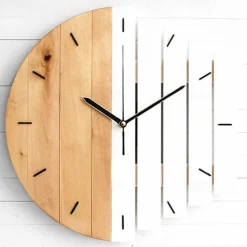 Wood Wall Clock Quartz Analog Silent Non-Ticking Decorative Modern Wall Clock Battery Operated for Living Room Bathroom Bedroom Kitchen Office School