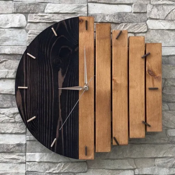 Wood Wall Clock Quartz Analog Silent Non-Ticking Decorative Modern Wall Clock Battery Operated for Living Room Bathroom Bedroom Kitchen Office School