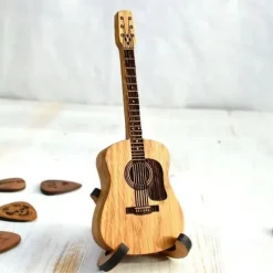 Wooden Acoustic Guitar Pick Box with Stand, Personalized Guitar Box for Pick