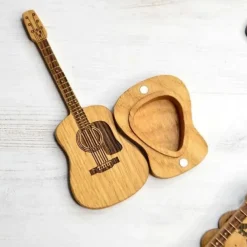 Wooden Acoustic Guitar Pick Box with Stand, Personalized Guitar Box for Pick