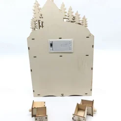Wooden Advent Calendar with 24 Drawers DIY Christmas Calendar with LED Lighting Gift for Children