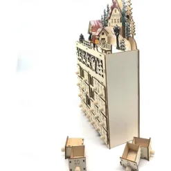 Wooden Advent Calendar with 24 Drawers DIY Christmas Calendar with LED Lighting Gift for Children