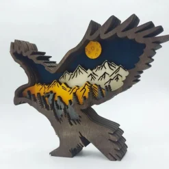 Wooden Animal Wolf Statue Creativity Wolf Totem Office Home Decorate Crafts North Forest Elk Brown Bear Ornaments