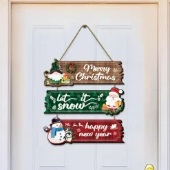 Wooden Christmas Listing Decoration Holiday Home Door Sign
