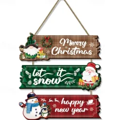 Wooden Christmas Listing Decoration Holiday Home Door Sign