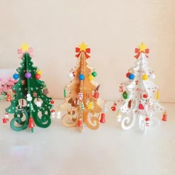 Wooden Christmas Tree Christmas Gift Six-Piece Tree With A Set Of Small Pendants Christmas Ornaments Gift Decorations