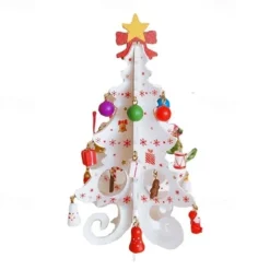 Wooden Christmas Tree Christmas Gift Six-Piece Tree With A Set Of Small Pendants Christmas Ornaments Gift Decorations