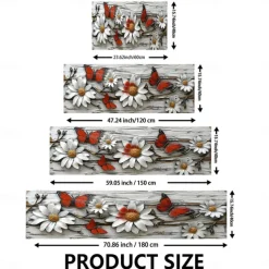 Wooden Daisy Pattern Kitchen Rug Area Rug Mat Non-Slip Oil Proof Floor Mat Livingroom Rug Indoor Outdoor Mat Bedroom Decor Bathroom Mat Entrance Rug Door Mat